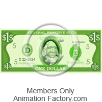 Smiling George Washington on one dollar bill