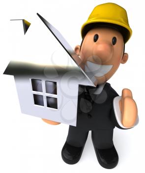 Royalty Free Clipart Image of an Architect With a House