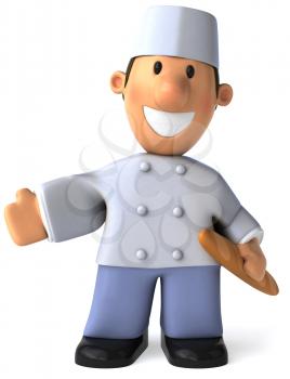 Royalty Free Clipart Image of a Baker With a French Stick