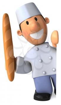 Royalty Free Clipart Image of a Baker With a French Stick