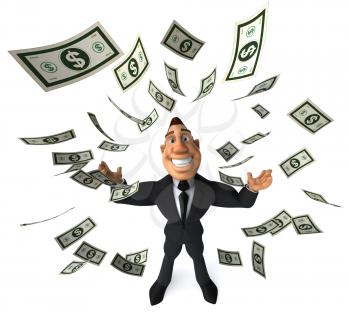 Royalty Free Clipart Image of a Businessman Throwing Money