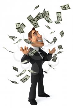 Royalty Free Clipart Image of a Businessman Throwing Money