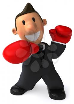 Royalty Free Clipart Image of a Boxing Businessman