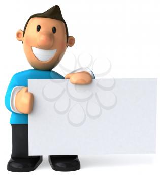 Royalty Free Clipart Image of a Man Holding a Sign