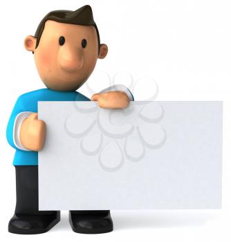 Royalty Free Clipart Image of a Man Holding a Sign