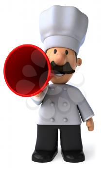 Royalty Free Clipart Image of a Chef With a Megaphone