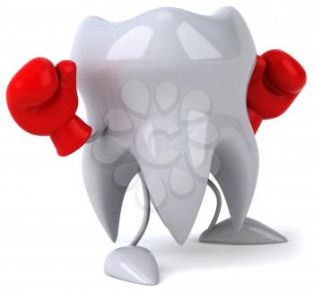 Royalty Free Clipart Image of a Tooth With Boxing Gloves