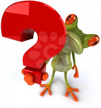 Royalty Free Clipart Image of a Frog With a Question Mark