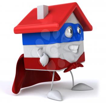 Royalty Free Clipart Image of a Superhero House