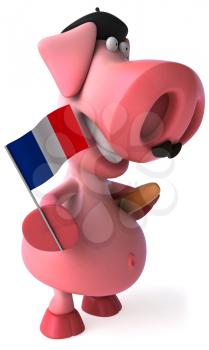 Royalty Free Clipart Image of a French Pig