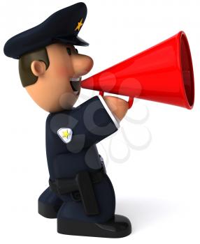 Royalty Free Clipart Image of a Policeman With a Bullhorn