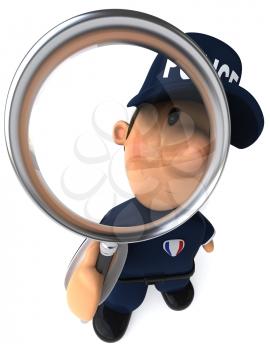 Royalty Free Clipart Image of a Police Officer With a Magnifying Glass