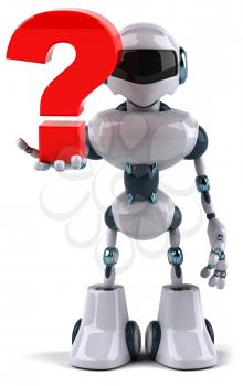 Royalty Free Clipart Image of a Robot With a Question Mark