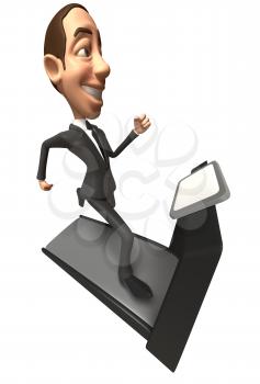 Royalty Free 3d Clipart Image of a Businessman Running on a Treadmill