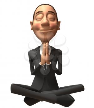 Royalty Free 3d Clipart Image of a Businessman Meditating