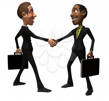 Royalty Free 3d Clipart Image of Two Businessmen Shaking Hands