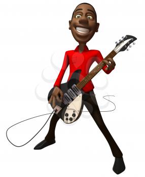 Royalty Free 3d Clipart Image of an African American Man Playing a Guitar