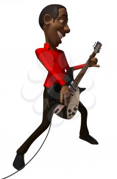 Royalty Free 3d Clipart Image of an African American Man Playing a Guitar