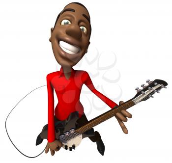 Royalty Free 3d Clipart Image of an African American Man Wearing a Suit and Playing a Guitar