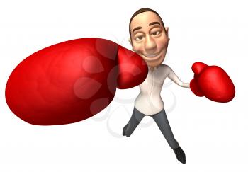 Royalty Free 3d Clipart Image of an Businessman Wearing Red Boxing Gloves