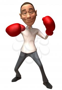 Royalty Free 3d Clipart Image of an Businessman Wearing Red Boxing Gloves