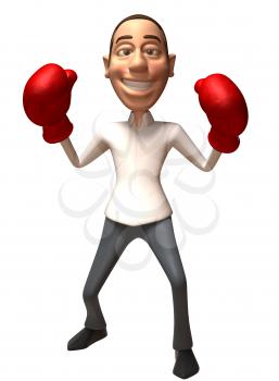 Royalty Free 3d Clipart Image of an Businessman Wearing Red Boxing Gloves