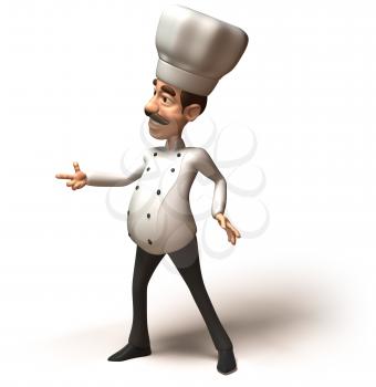 Royalty Free 3d Clipart Image of a Chef Pointing His Finger