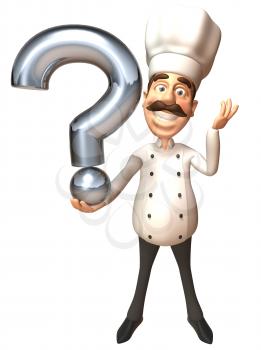 Royalty Free 3d Clipart Image of a Chef Holding a Question Mark