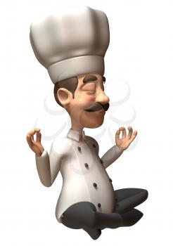 Royalty Free 3d Clipart Image of a Chef Meditating