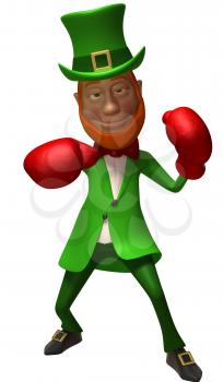 Royalty Free 3d Clipart Image of a Leprechaun Wearing Red Boxing Gloves