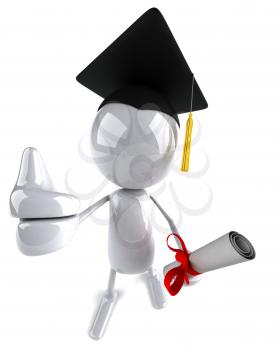 Royalty Free 3d Clipart Image of a Male Graduate Holding a Diploma