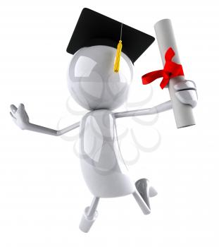 Royalty Free 3d Clipart Image of a Male Graduate Holding a Diploma