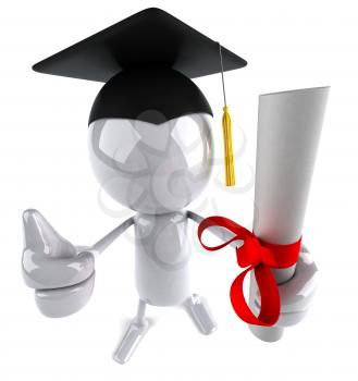 Royalty Free 3d Clipart Image of a Male Graduate Holding a Diploma