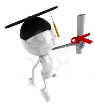 Royalty Free 3d Clipart Image of a Male Graduate Holding a Diploma