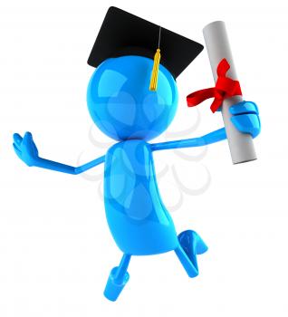 Royalty Free 3d Clipart Image of a Male Graduate Holding a Diploma