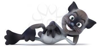 Royalty Free 3d Clipart Image of a Cat Laying on the Floor