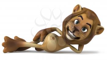 Royalty Free 3d Clipart Image of a Lion Laying on His Side