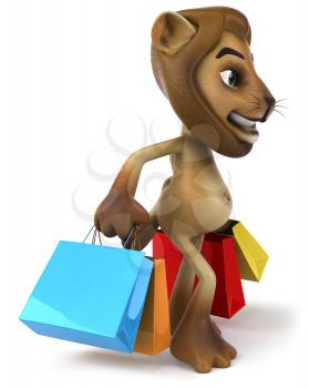 Royalty Free 3d Clipart Image of a Lion Carrying Shopping Bags