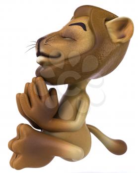 Royalty Free 3d Clipart Image of a Lion Meditating