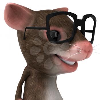 Royalty Free 3d Clipart Image of a Mouse Wearing Black Rimmed Glasses