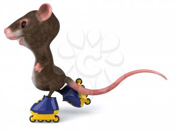 Royalty Free Clipart Image of a Mouse on Rollerblades