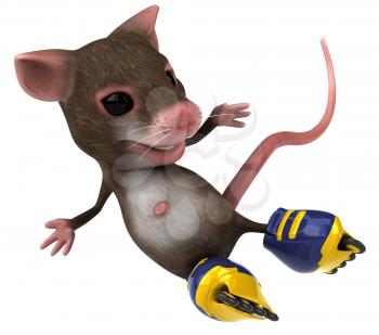 Royalty Free Clipart Image of a Mouse on Rollerblades