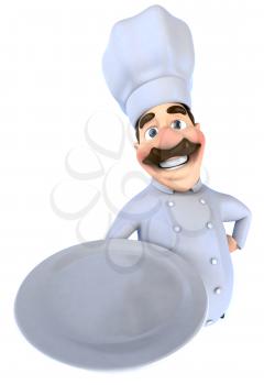 Royalty Free 3d Clipart Image of a Chef Holding a Plate