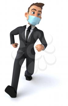 3D illustration of a cartoon character with a mask