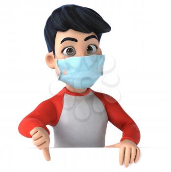 3D Illustration of a teenager with a mask