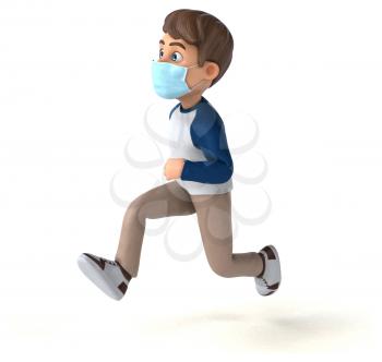 3D Illustration of a teenager with a mask