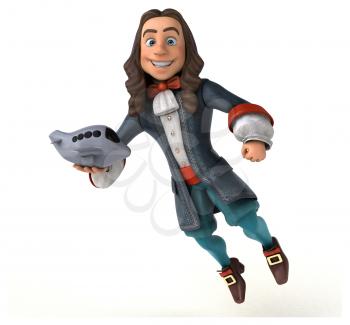 3D Illustration of a cartoon man in historical baroque costume