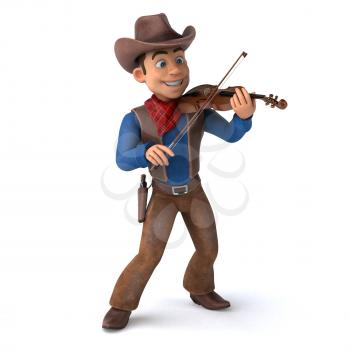 Fun 3D illustration of a cartoon cowboy