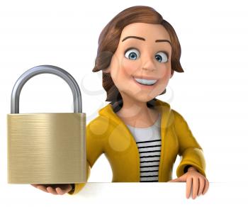 Fun 3D illustration of a cartoon teenage girl 