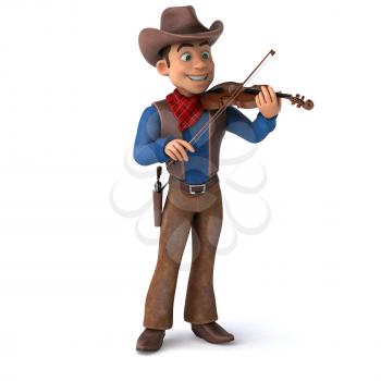 Fun 3D illustration of a cartoon cowboy